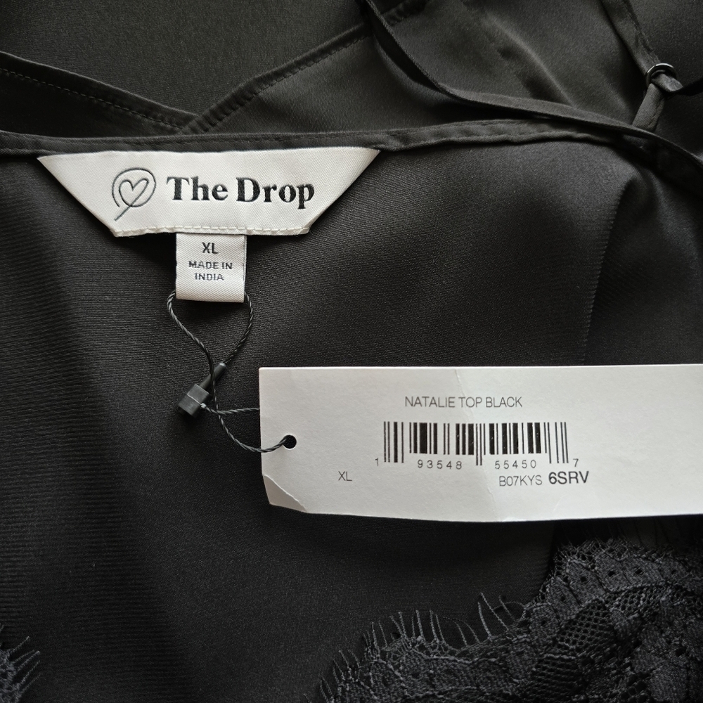🍁NWT The Drop Women's Natalie V-Neck Lace-Trimmed Camisole Tank Top, Size XL - Picture 6 of 9